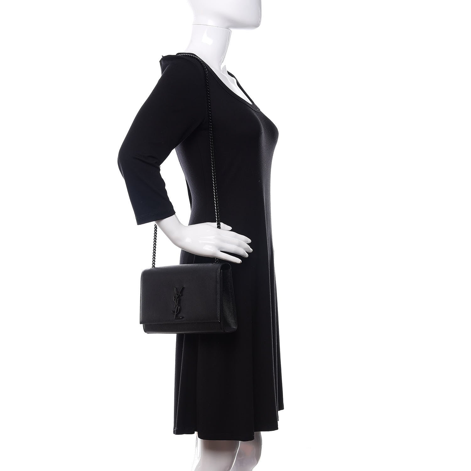 Saint Laurent Grain De Poudre Medium Classic Monogram Kate Satchel Black 2 of 10