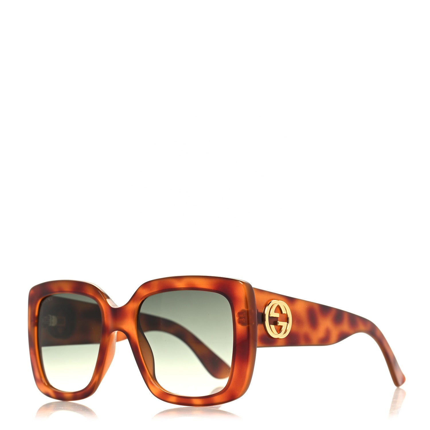 Gucci Acetate Square Frame Sunglasses GG0141S Tortoise 1 of 8