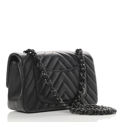 Chanel Lambskin Chevron Quilted Mini Rectangular Flap So Black 3 of 16