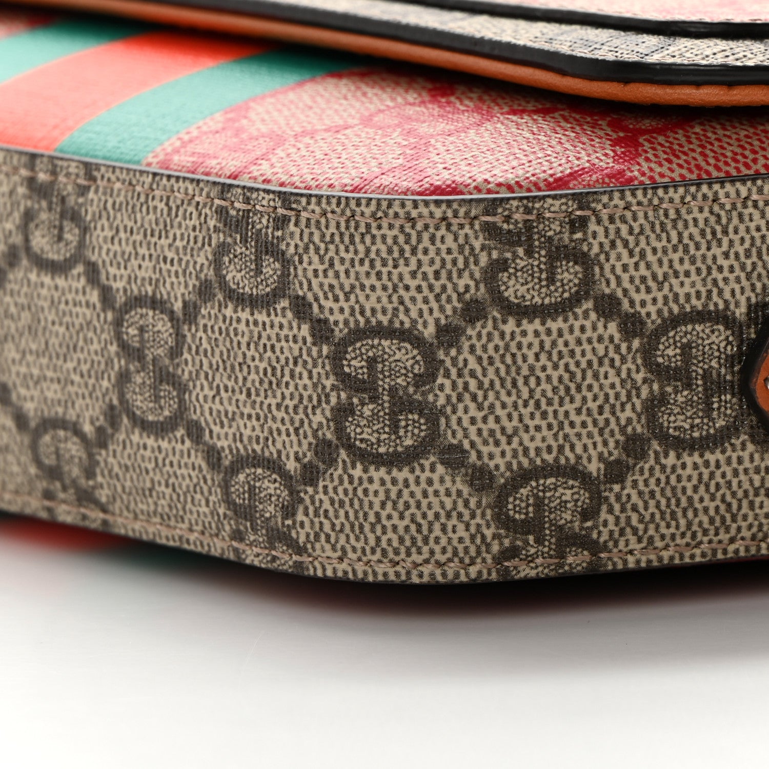 Gucci X DANS LE VERT GG Supreme Monogram Cuoio Web Mini Retro Interlocking G Top Handle Beige Rosso Ebony Harness Brown 11 of 16