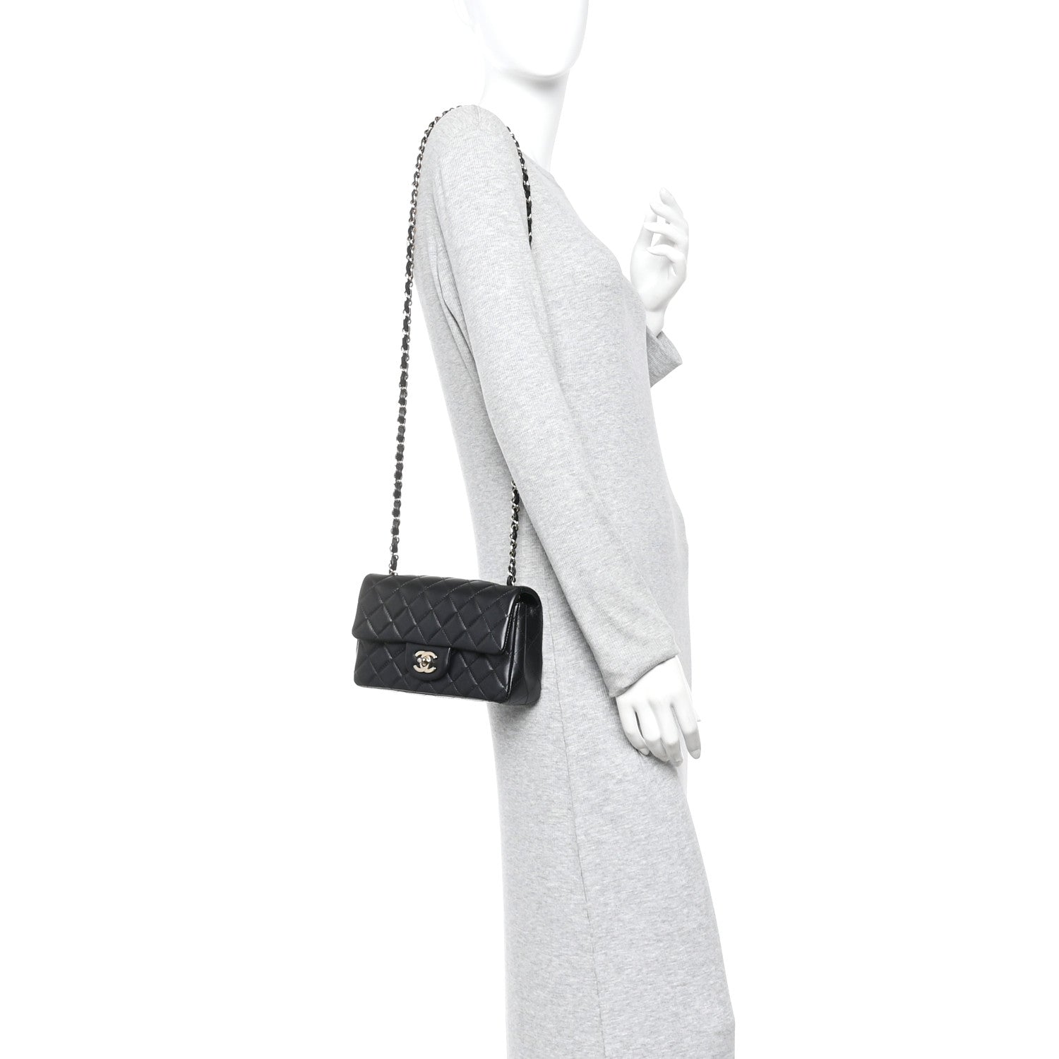 Chanel Lambskin Quilted Mini Rectangular Flap Black 1860899