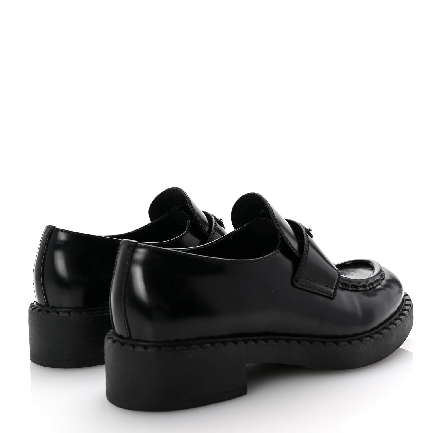 Prada Spazzolato Metal Triangle Logo 50mm Loafers 39 Black 5 of 10