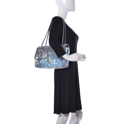 Chanel Sequin Large Waterfall Flap Light Blue 3 of 10