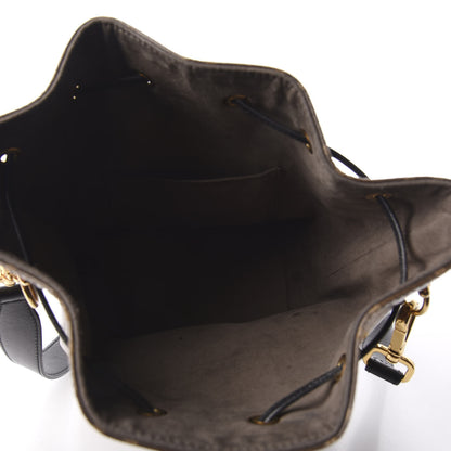 Fendi Glazed Fabric Vitello Grace F is Fendi FF 1974 Stamp Patch Grande Mon Tresor Bucket Bag Mogano Panna Black 7 of 9