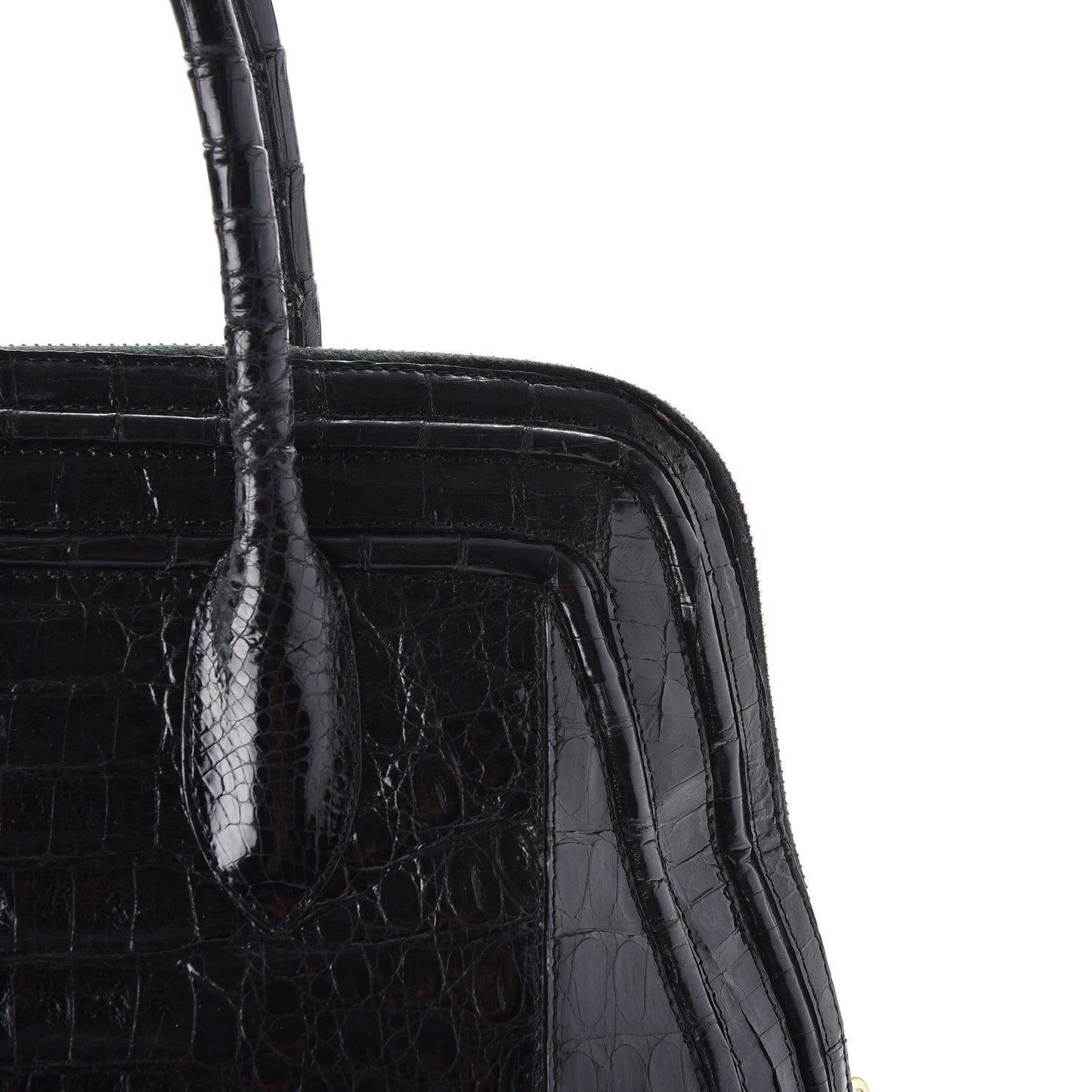 Crocodile Top Handle Tote Black