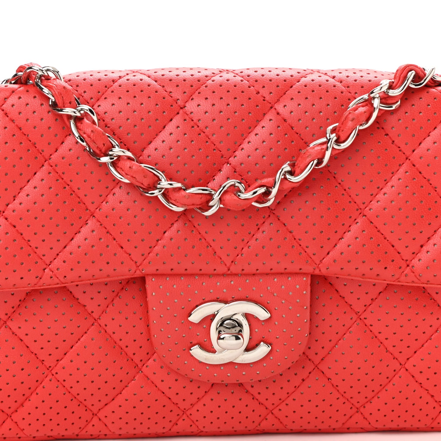Lambskin Perforated East West Flap Red