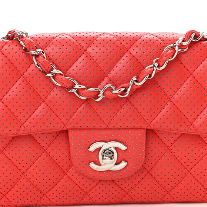 Chanel Lambskin Perforated East West Flap Red 8 of 11
