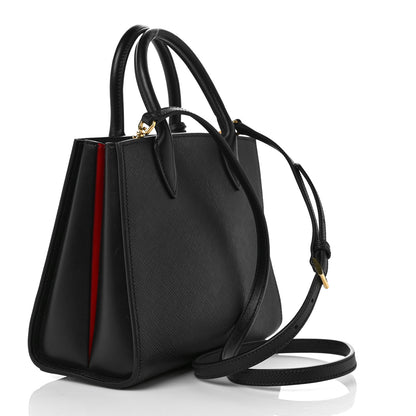 Prada Saffiano Cuir Mini Tote Black Fuoco 3 of 9