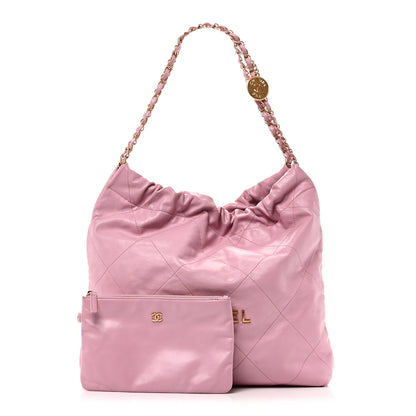 Chanel Shiny Calfskin Quilted Chanel 22 Drawstring Bag Pink 3 of 11