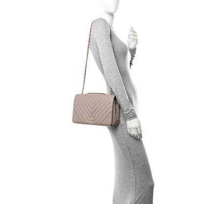 Chanel Calfskin Chevron Quilted Large Statement Flap Beige 2 of 10