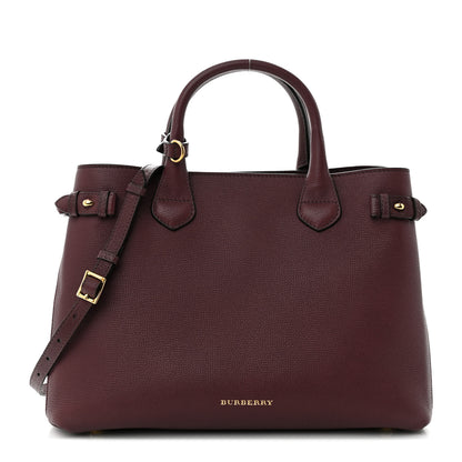 Burberry Derby Calfskin House Check Medium Banner Tote Mahogany Red 1 of 13