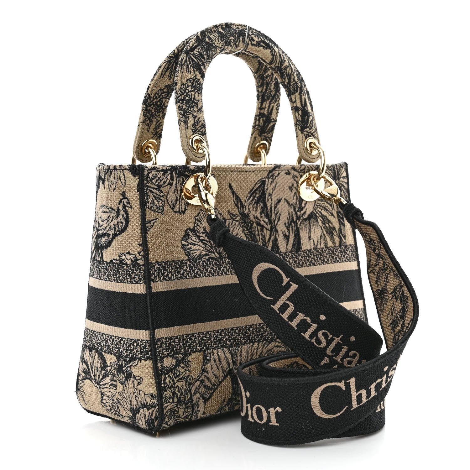 Christian Dior Toile de Jouy Voyage Embroidered Medium Lady D-Lite Beige Multicolor 3 of 10