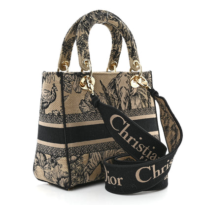 Christian Dior Toile de Jouy Voyage Embroidered Medium Lady D-Lite Beige Multicolor 3 of 10