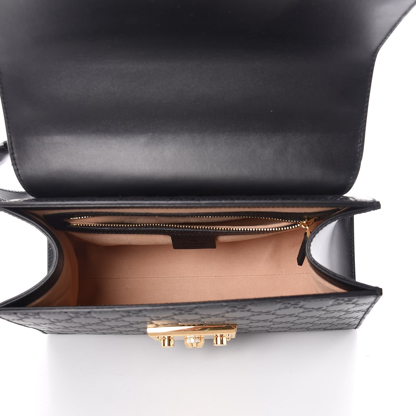 Guccissima Signature Small Padlock Top Handle Bag Black