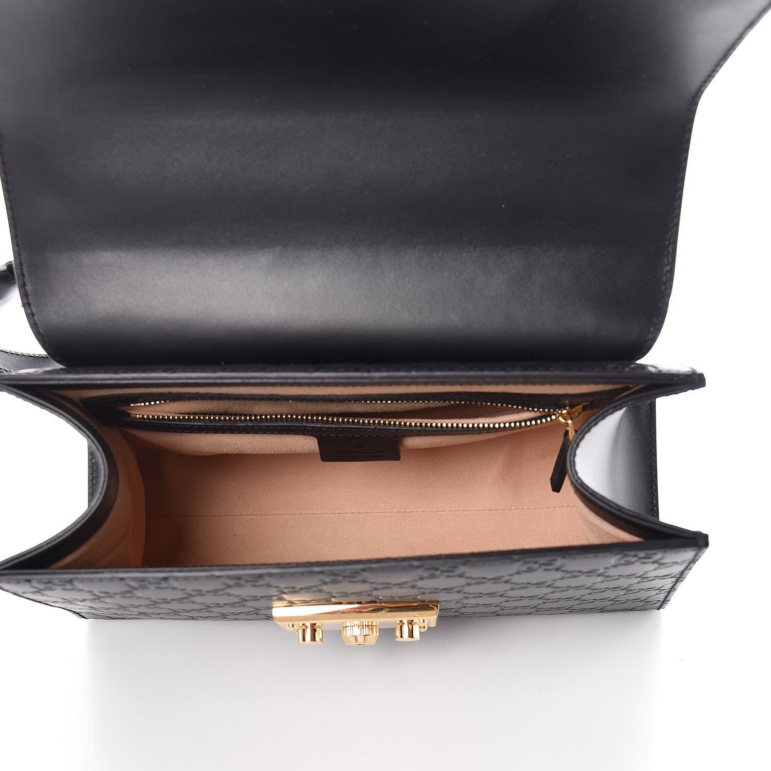 Gucci Guccissima Signature Small Padlock Top Handle Bag Black 5 of 9