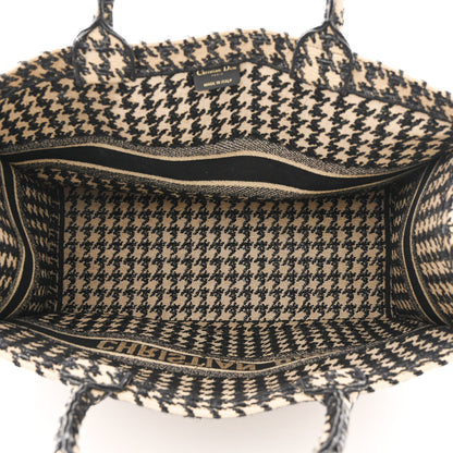 Christian Dior Canvas Houndstooth Embroidered Book Tote Beige Black 5 of 12