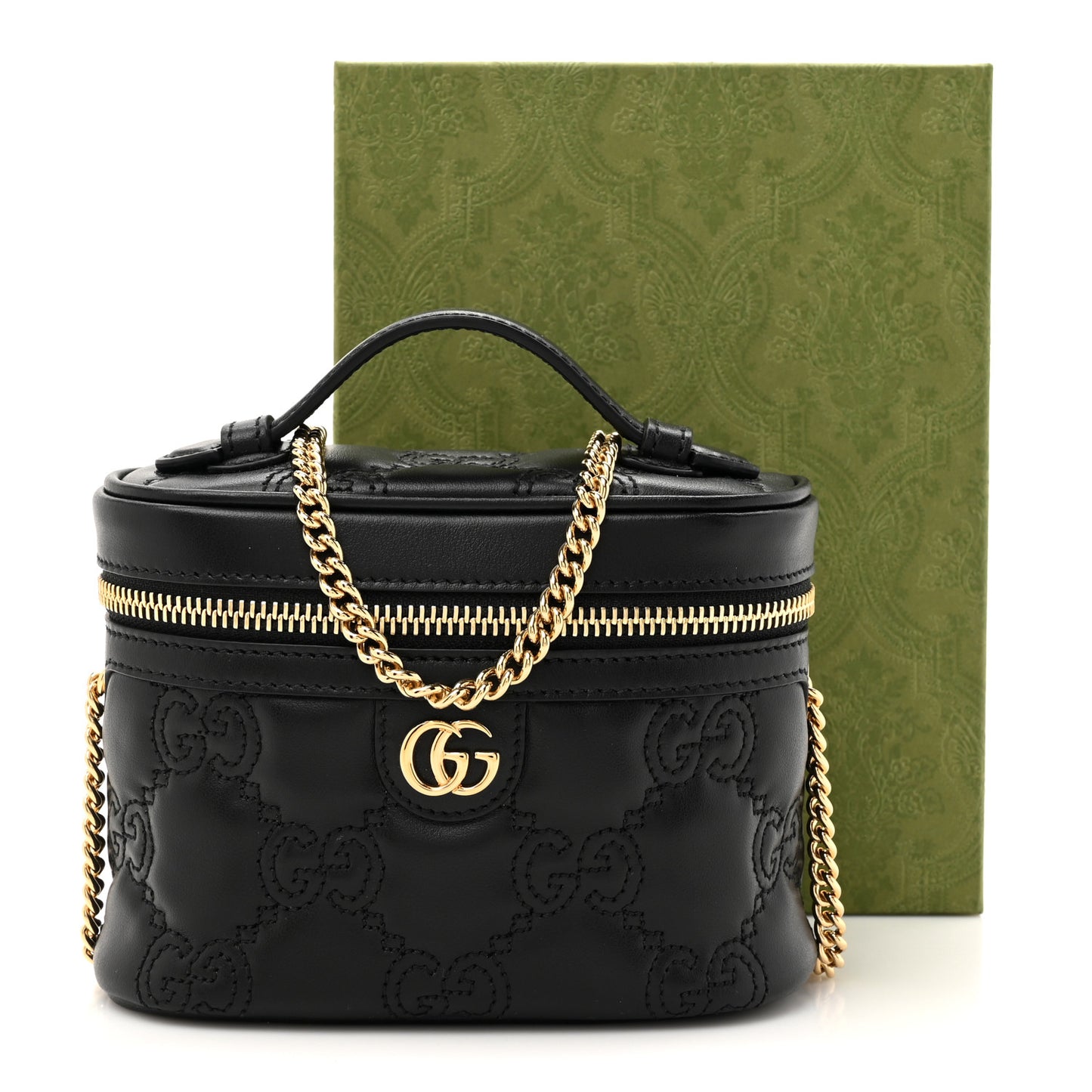 Calfskin GG Matelasse Mini Top Handle Bag Black