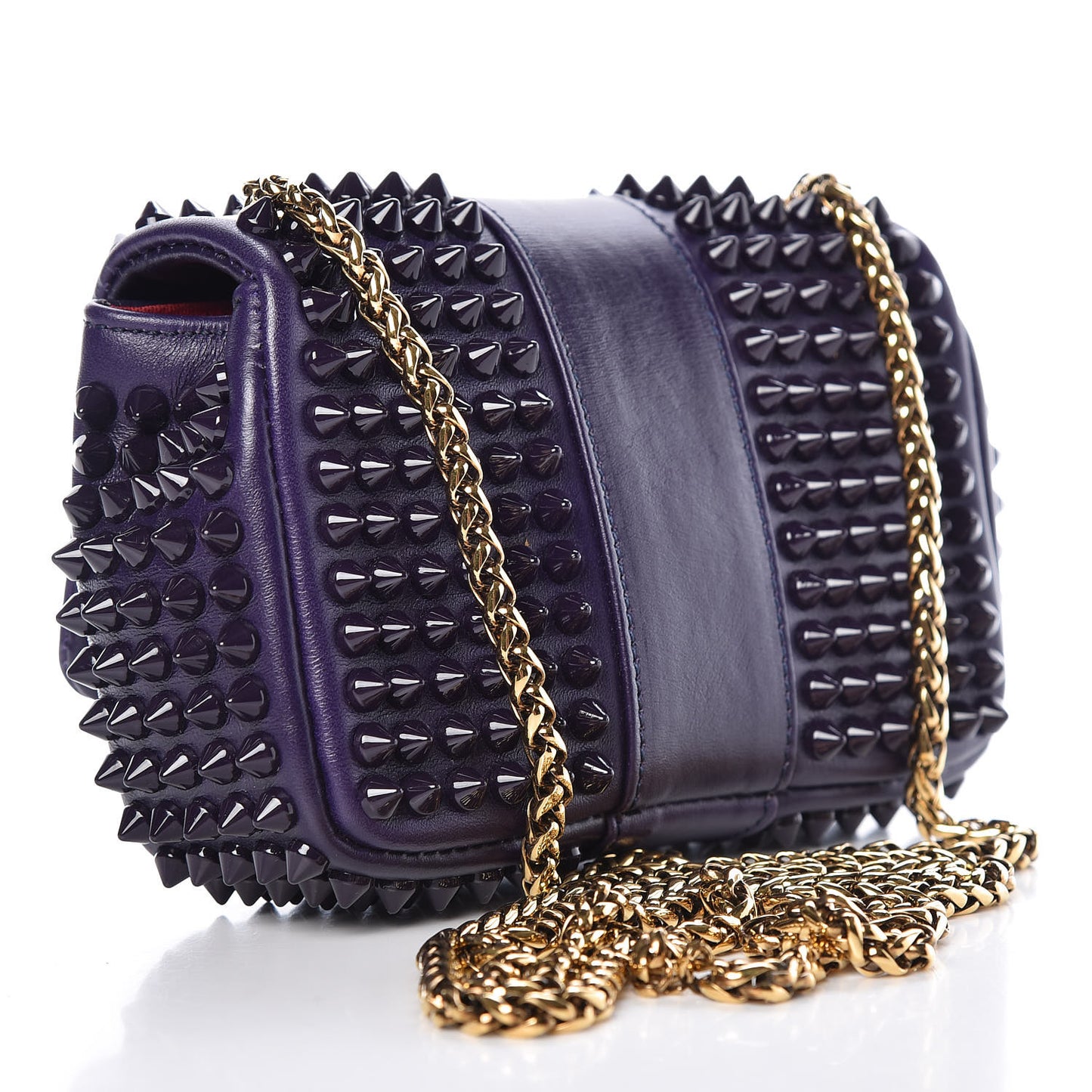 Calfskin Spiked Sweety Charity Crossbody Bag Purple