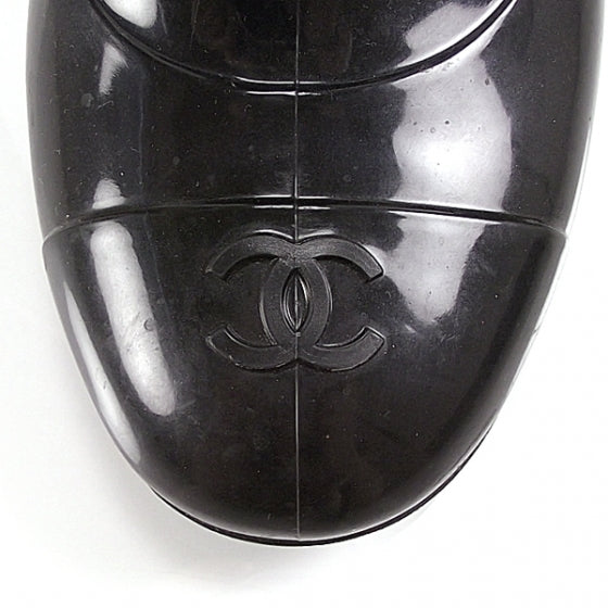 Chanel Fur Lined Vinyl Boots Black 38 9 of 9