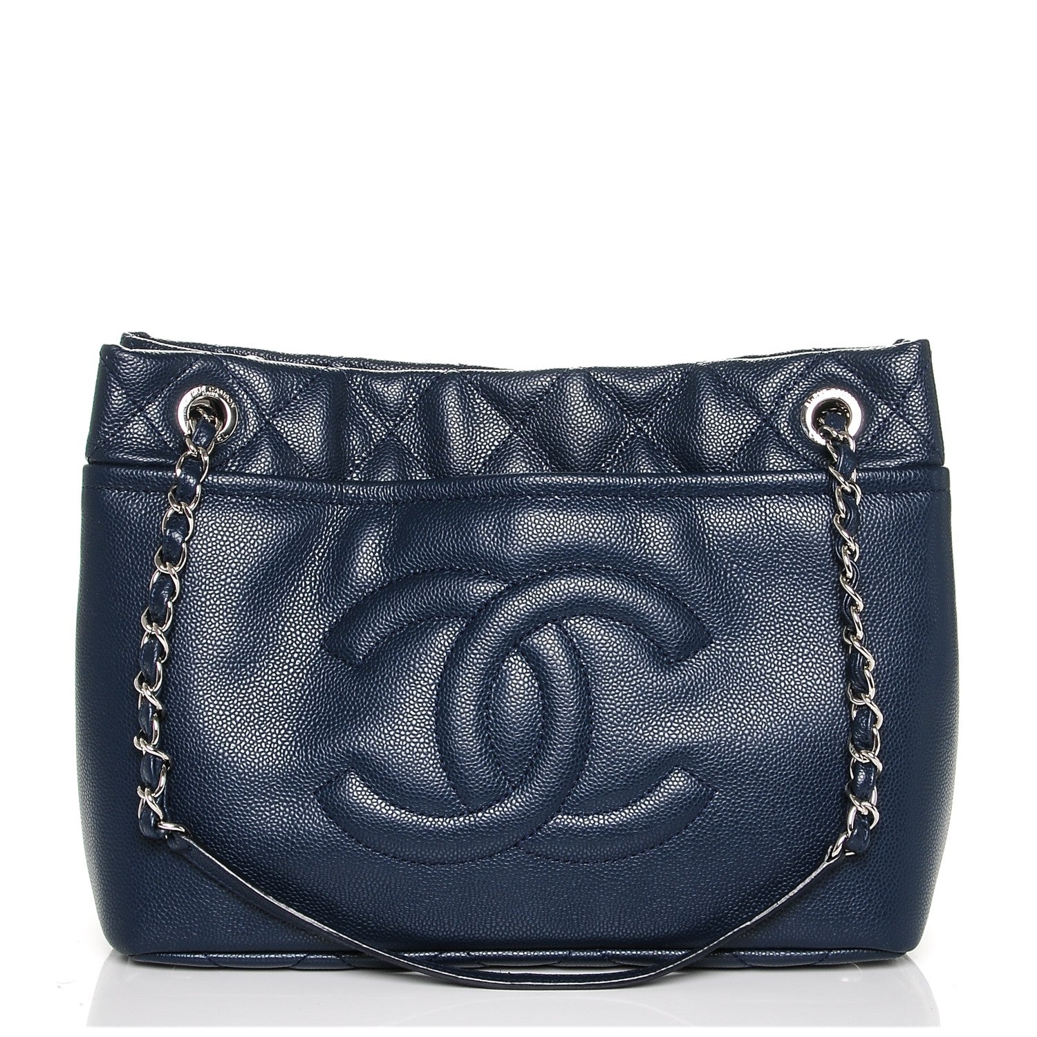 Chanel Caviar Quilted Timeless CC Soft Tote Navy Blue 1 of 7
