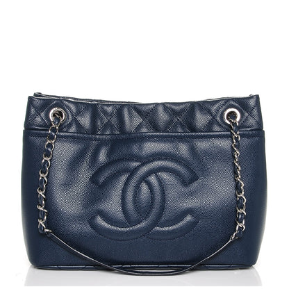 Chanel Caviar Quilted Timeless CC Soft Tote Navy Blue 1 of 7