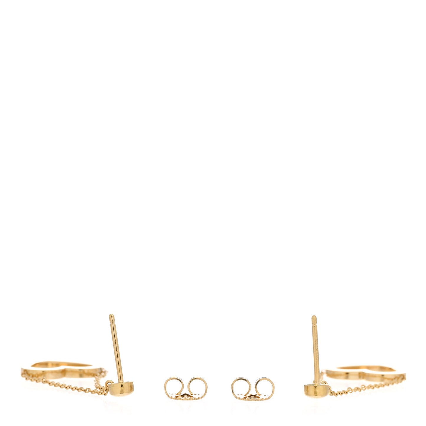 18K Yellow Gold Heart Chain Drop Earrings