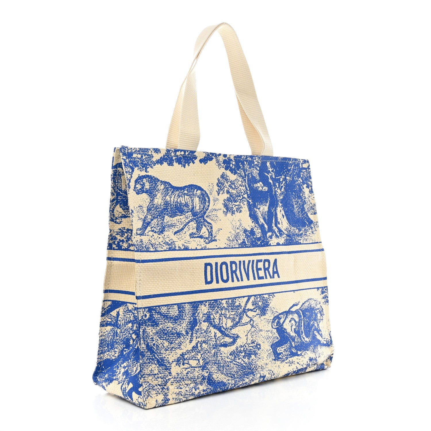Christian Dior CHRISTIAN DIOR Straw Dioriviera Tote Blue 3 of 9