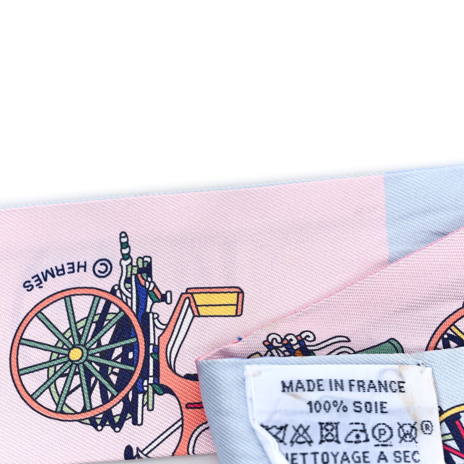 Hermes Silk Les Voitures Exquises Twilly Bleu Rose Vert 3 of 4