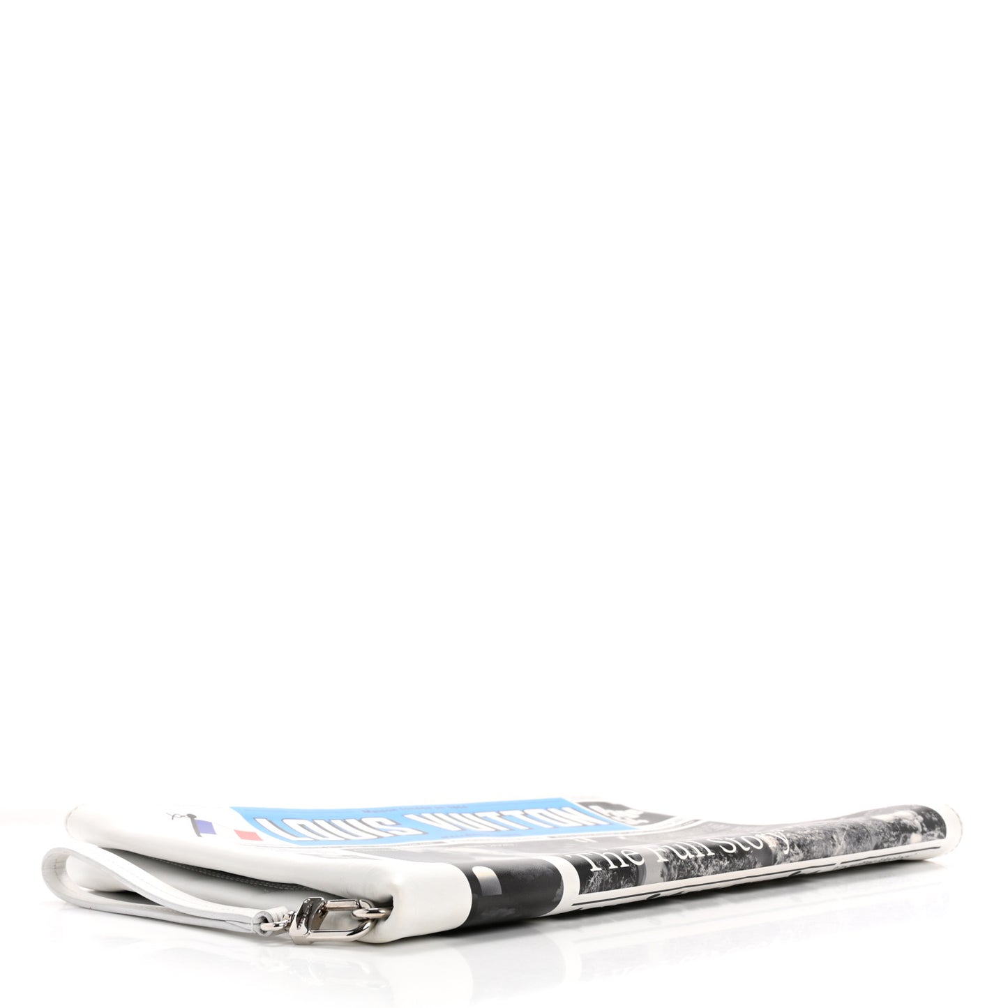 Calfskin Newspaper Print Pouch