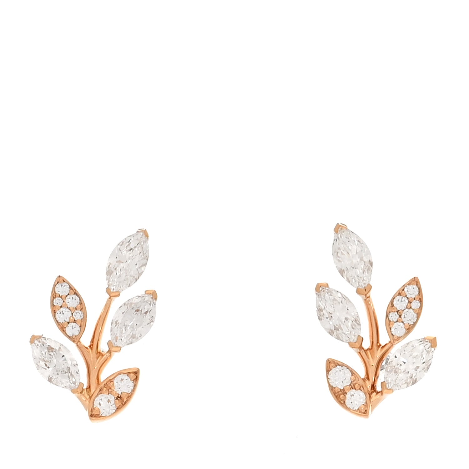 Tiffany 18K Rose Gold Diamond Small Victoria Vine Earrings 1 of 6