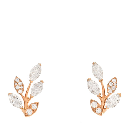 Tiffany 18K Rose Gold Diamond Small Victoria Vine Earrings 1 of 6