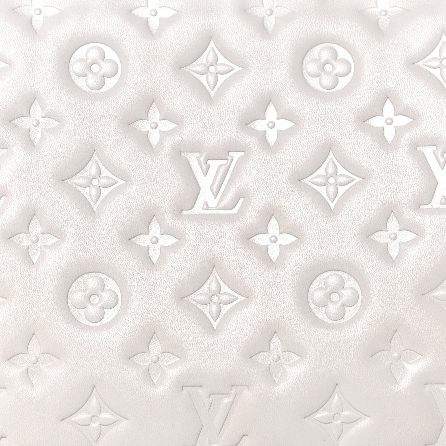 Lambskin Embossed Monogram Coussin PM Cream