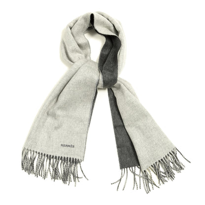Hermes Cashmere Recto Verso Muffler Gris Clair Chiné Flanelle 1 of 4