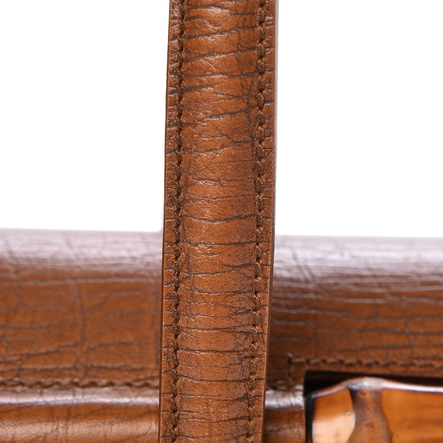Calfskin Bamboo Bullet Satchel Brown
