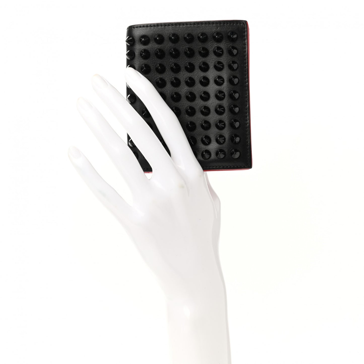Calfskin Spiked Bi-Fold Wallet Black
