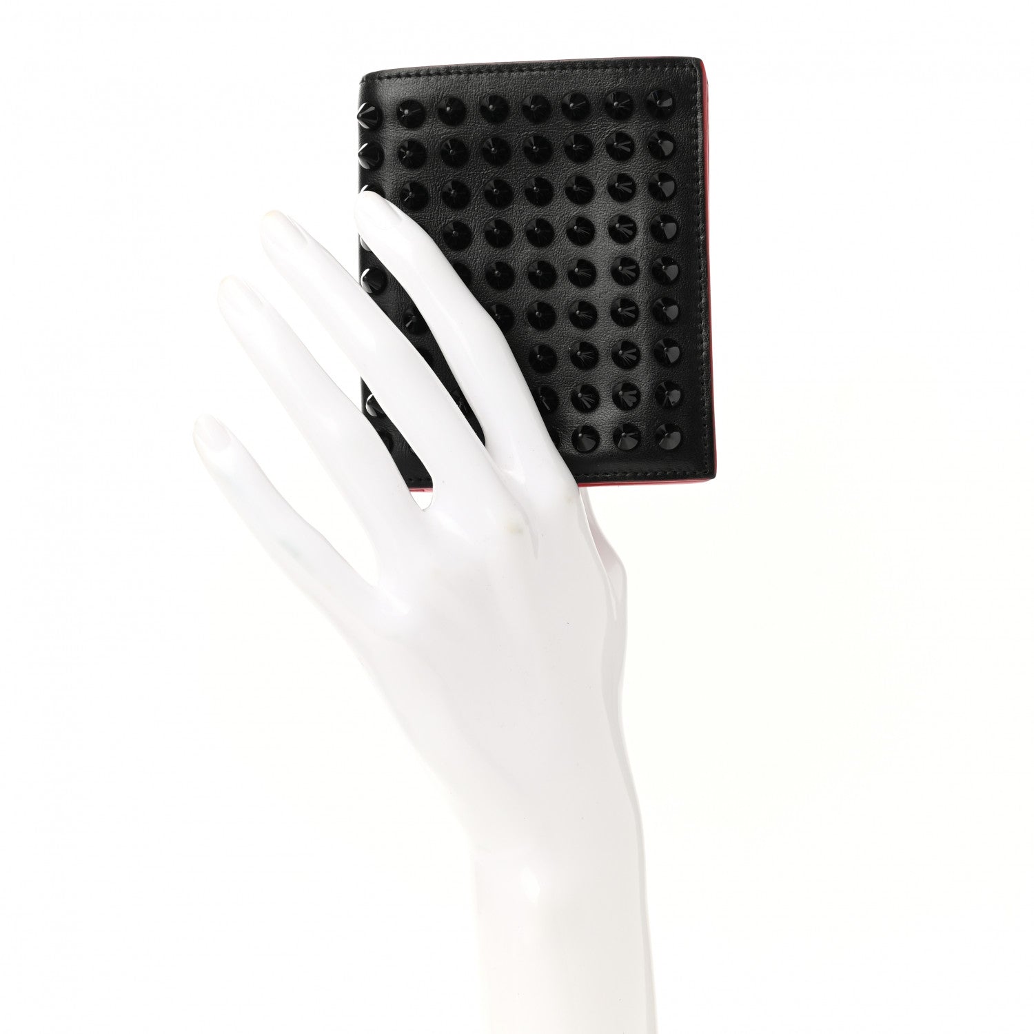 Christian Louboutin Calfskin Spiked Bi-Fold Wallet Black 2 of 9