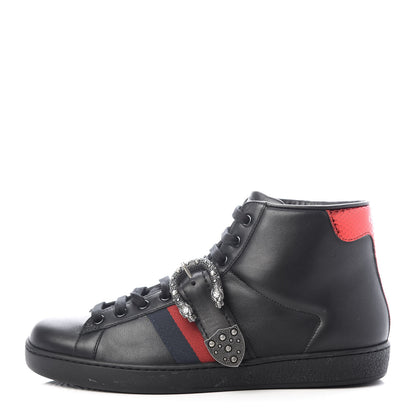 Gucci Calfskin Ayers Web Mens Dionysus High Top Sneakers 8.5 Black 1 of 10