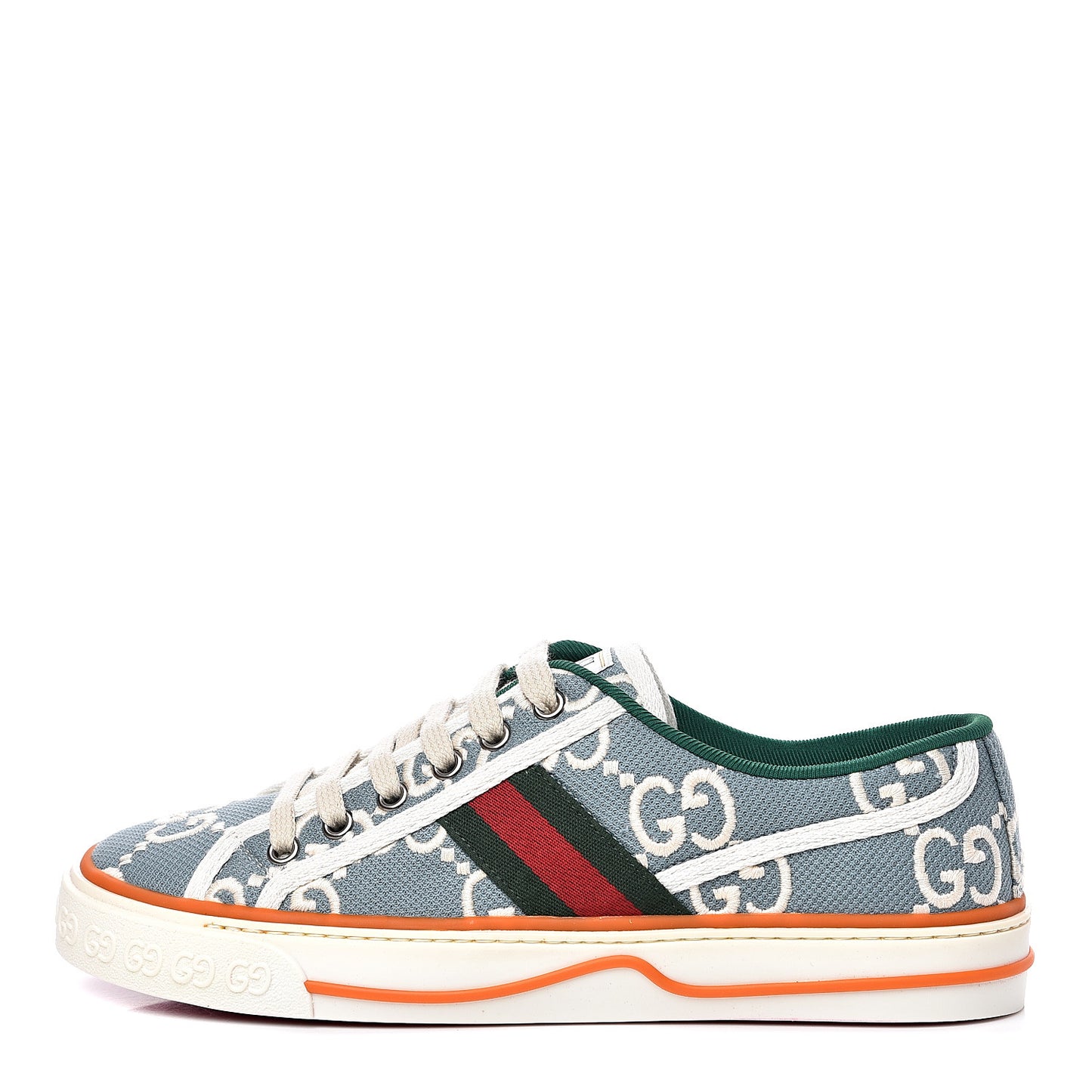 Cotton GG Monogram Web Womens 1977 Tennis Sneakers 38 Philod Ivory Mystic White