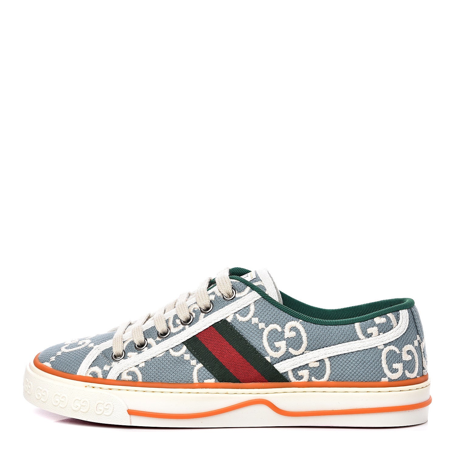 Gucci Cotton GG Monogram Web Womens 1977 Tennis Sneakers 38 Philod Ivory Mystic White 1 of 8