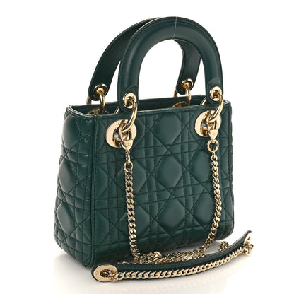 Christian Dior Lambskin Cannage Mini Lady Dior Dark Green 3 of 8