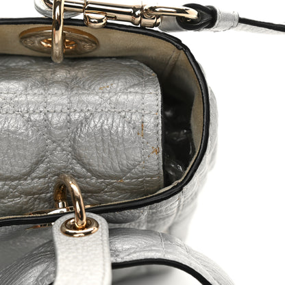 Christian Dior Metallic Grained Calfskin Cannage Medium Supple Lady Dior Silver 18 of 20