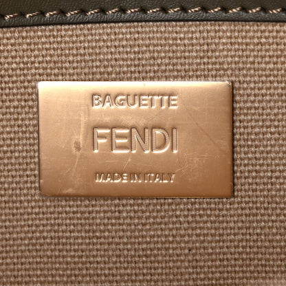 Fendi Canvas Vitello Seta FF Multicolor Embroidered Baguette Sand Avocado Multicolor 6 of 10
