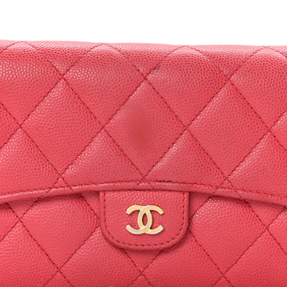 Chanel Caviar Quilted Large Gusset Flap Wallet Pink 10 of 14