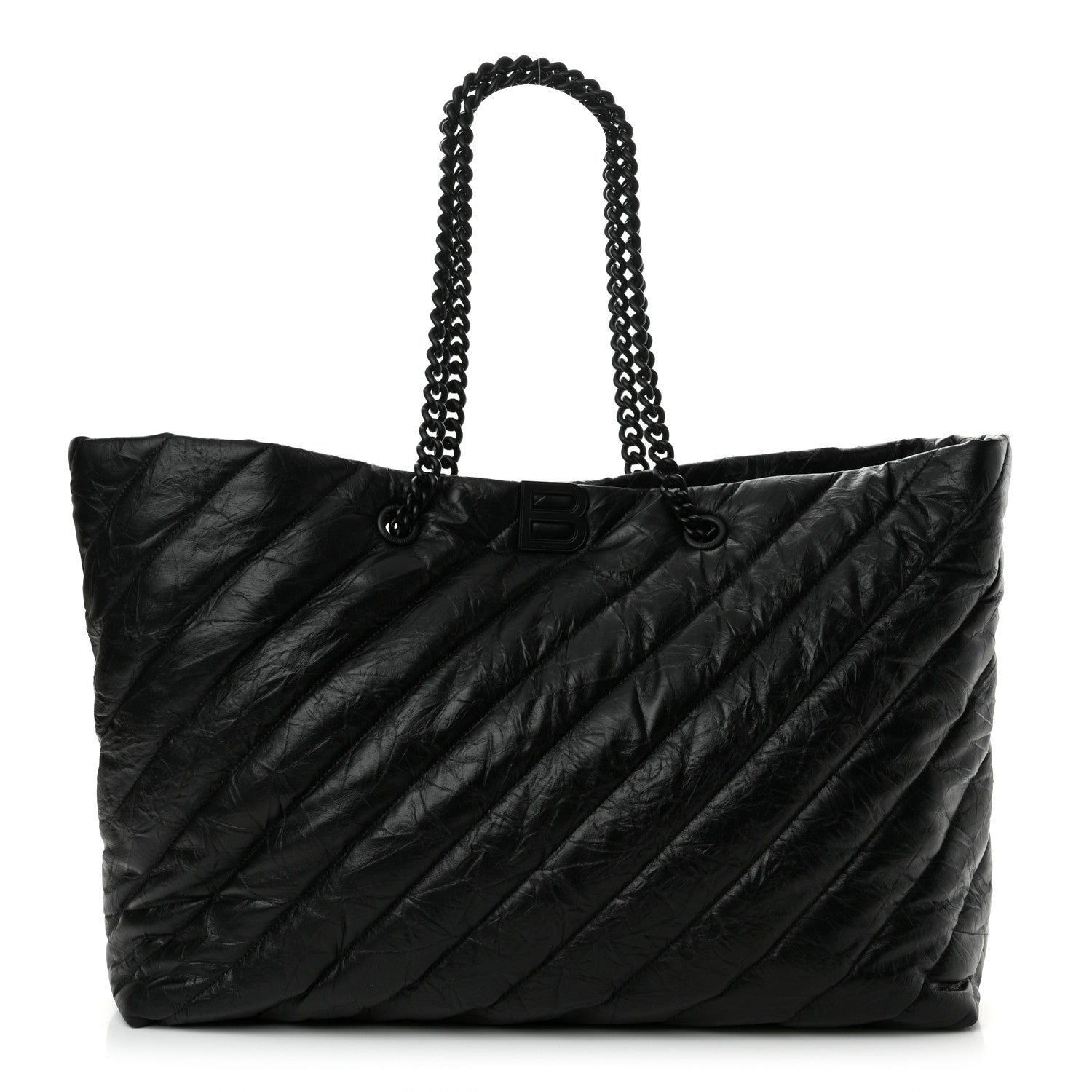 Balenciaga Crushed Calfskin Quilted Matte Black Hardware Large Crush Carry All Tote Bag Black 1 of 10
