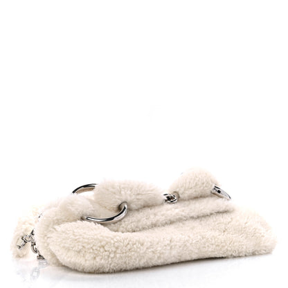 Gucci Merino Wool Medium Maxi Horsebit Chain Shoulder Bag Off White 4 of 9