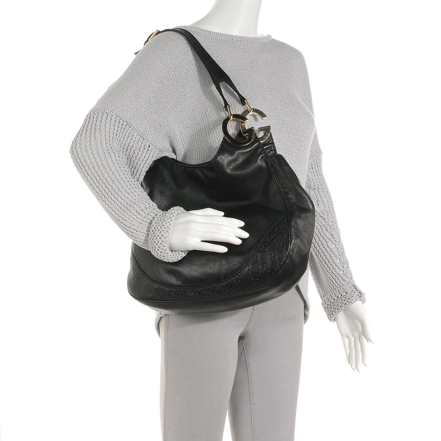 Leather Guccissima Medium Charlotte Hobo Black