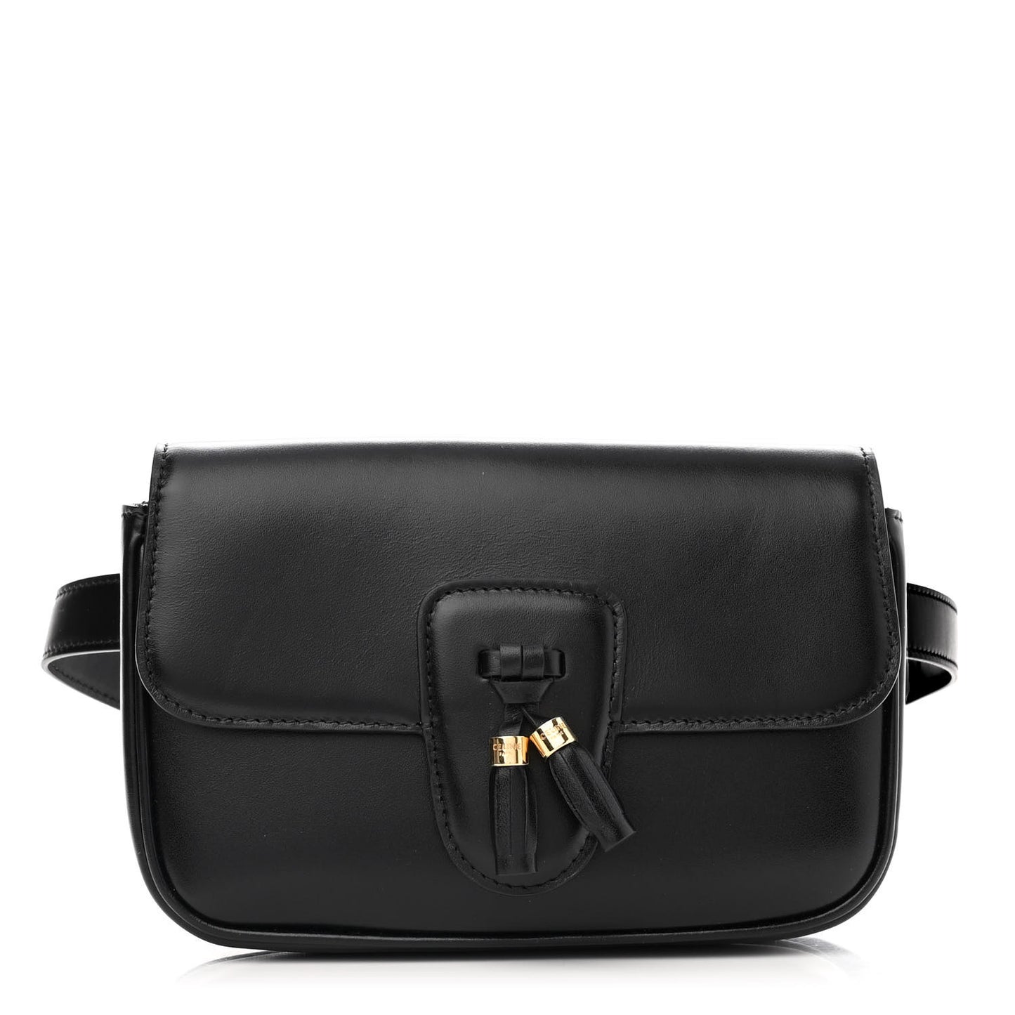 Smooth Calfskin Tassel Belt Bag Black