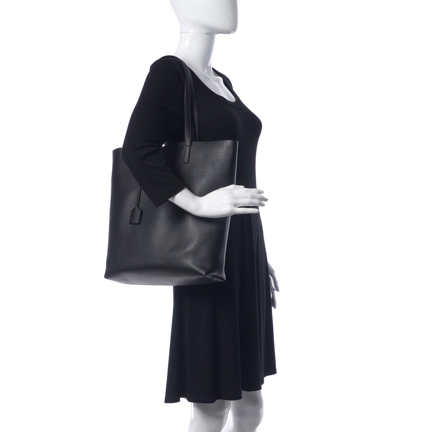 Calfskin Medium Shopping Tote Black