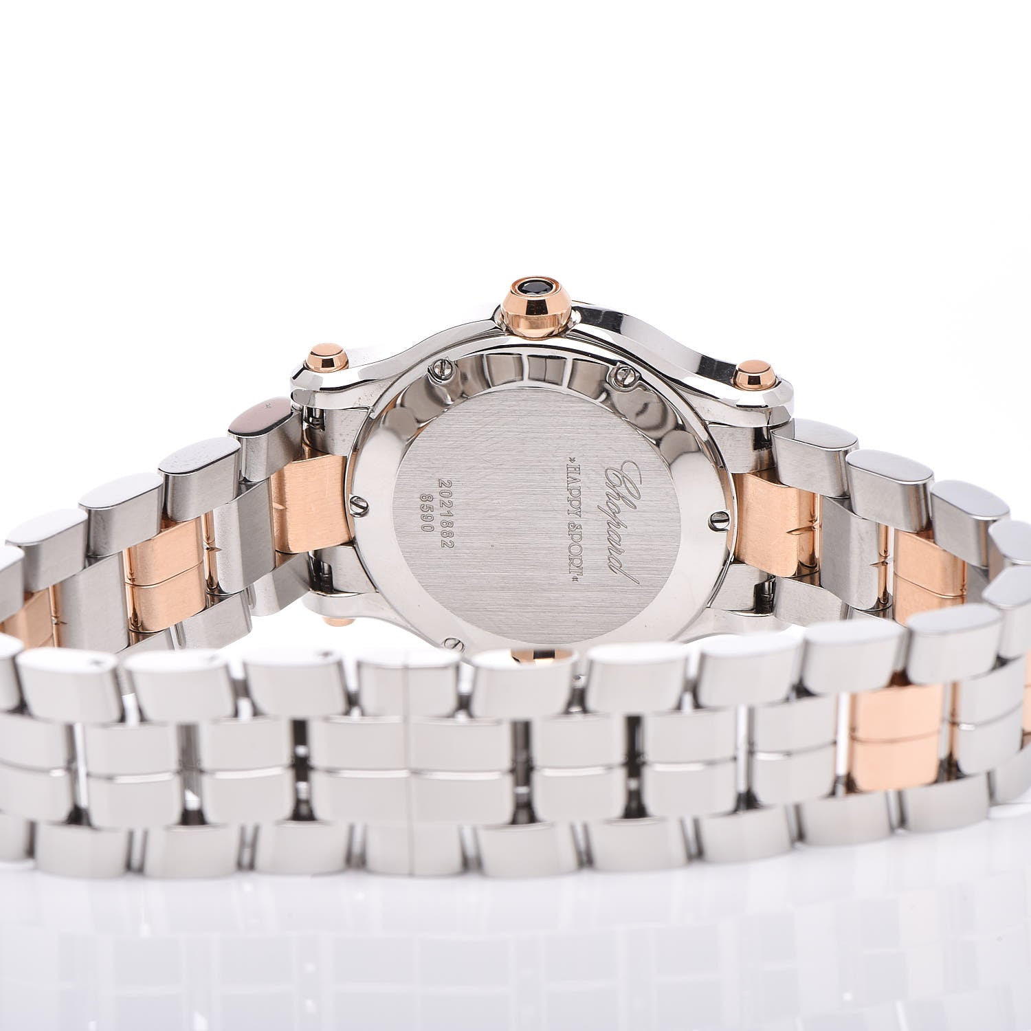 Chopard Stainless Steel 18K Rose Gold 3 Diamond 30mm Happy Sport Quartz Watch 5 of 8