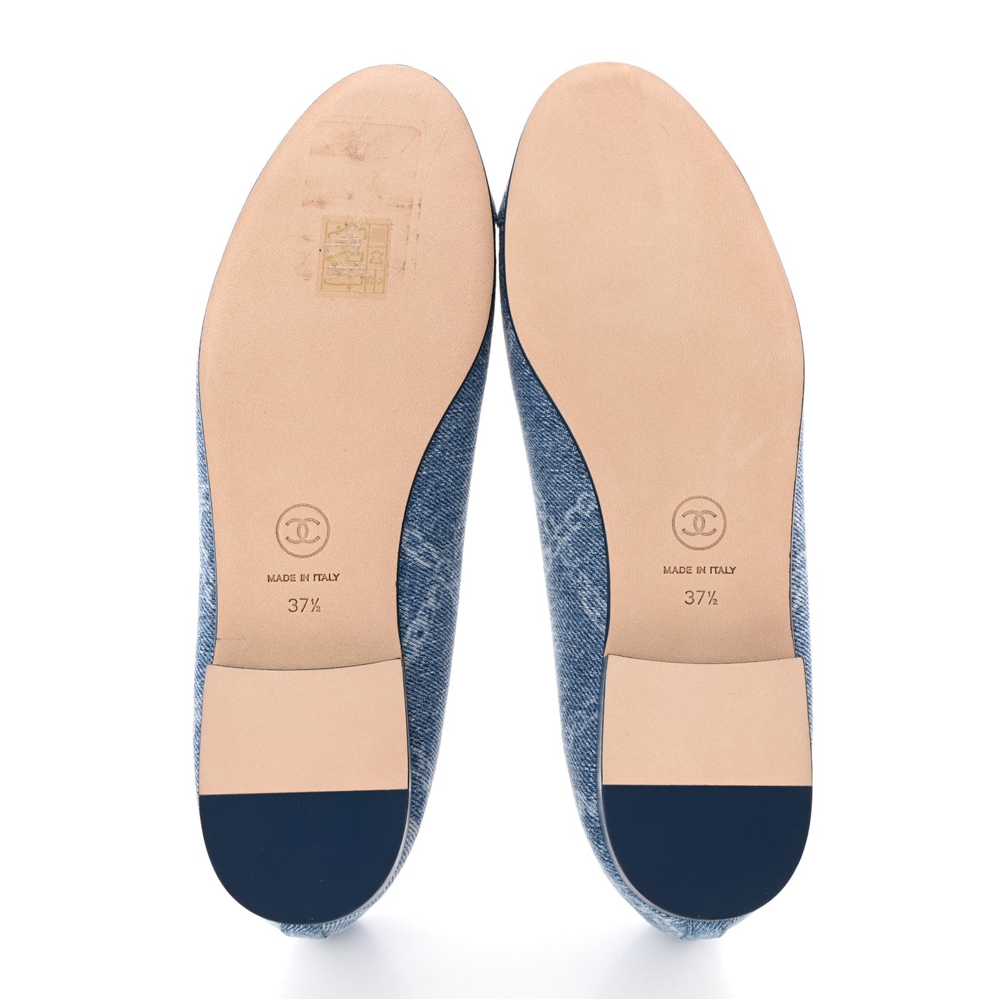 Denim Printed Cap Toe Ballerina Flats 37.5 Blue